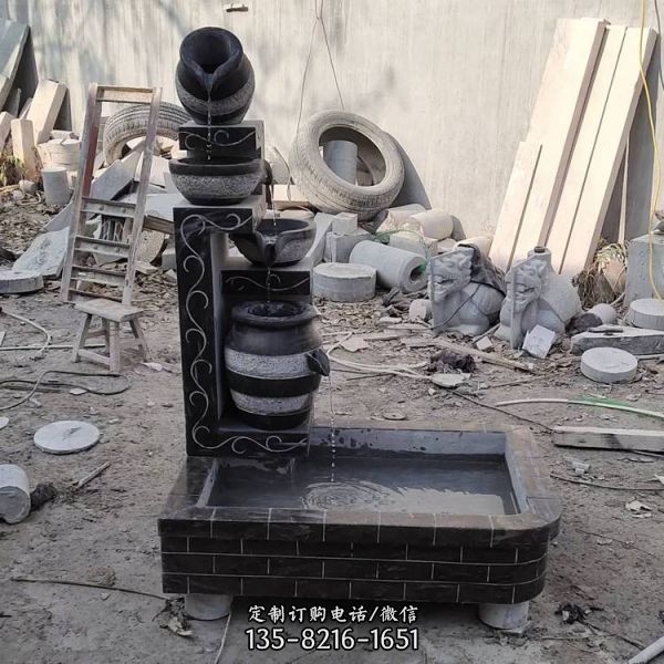 庭院石雕水槽室內青石流水魚缸水盆（3）