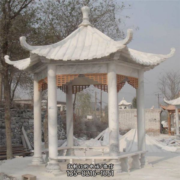多層中式公園戶外六角涼亭雕塑（3）