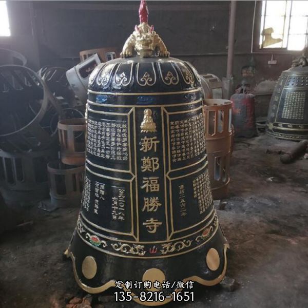 玻璃鋼銅雕寺廟祈福銅鐘雕塑（1）