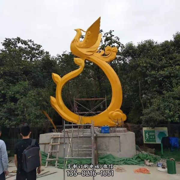 廣場大型抽象鳳凰雕塑