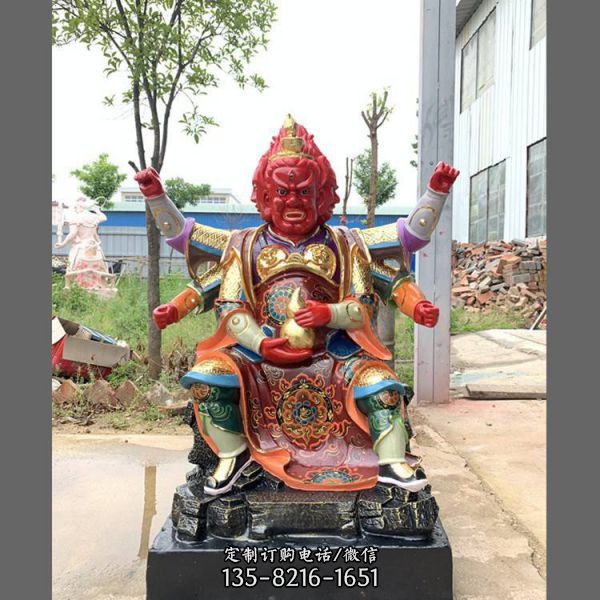 寺廟大型玻璃鋼彩繪供奉佛像火德神君雕塑（2）