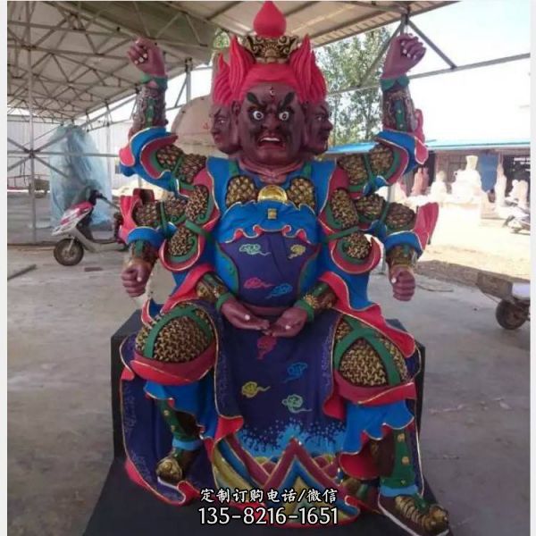寺廟大型玻璃鋼彩繪供奉佛像火德神君雕塑（1）
