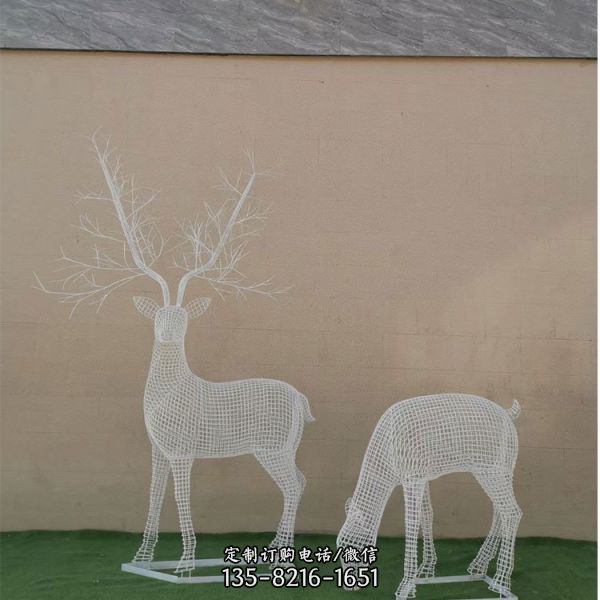 鏤空小鹿雕塑 不銹鋼材鏤空戶外動物擺件（3）
