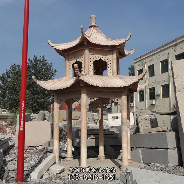 戶外公園乘涼休息中式六角涼亭雕塑（1）