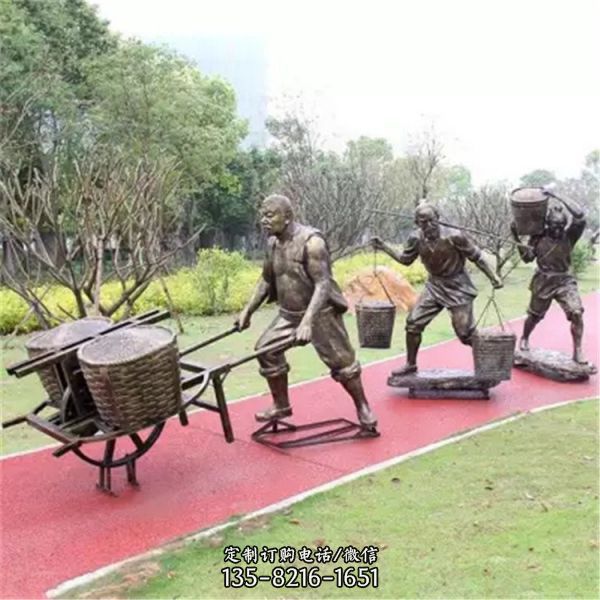 園林玻璃鋼仿銅農(nóng)耕種植人民雕塑（2）