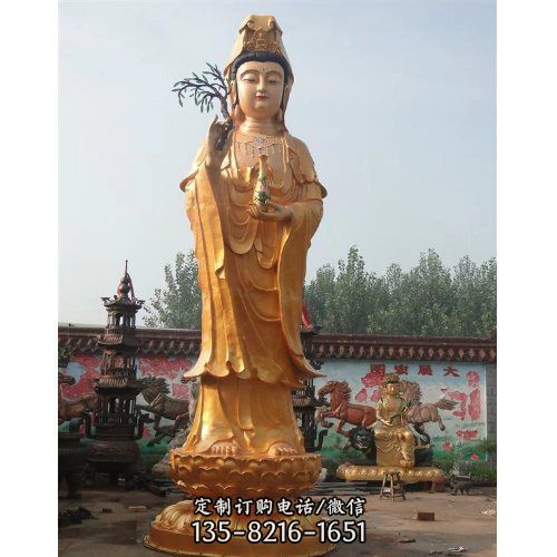 大型戶外不銹鋼噴金烤漆觀音雕塑（2）
