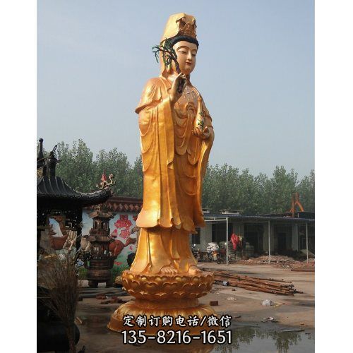 大型戶外不銹鋼噴金烤漆觀音雕塑（1）