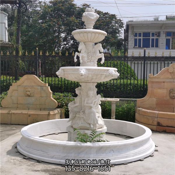 歐式大理石石雕園林雙層流水噴泉