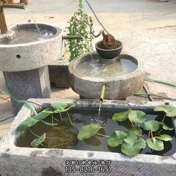 仿古做舊養魚種花流水擺件雕塑（2）