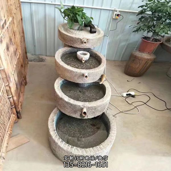 仿古做舊養魚種花流水擺件雕塑（4）