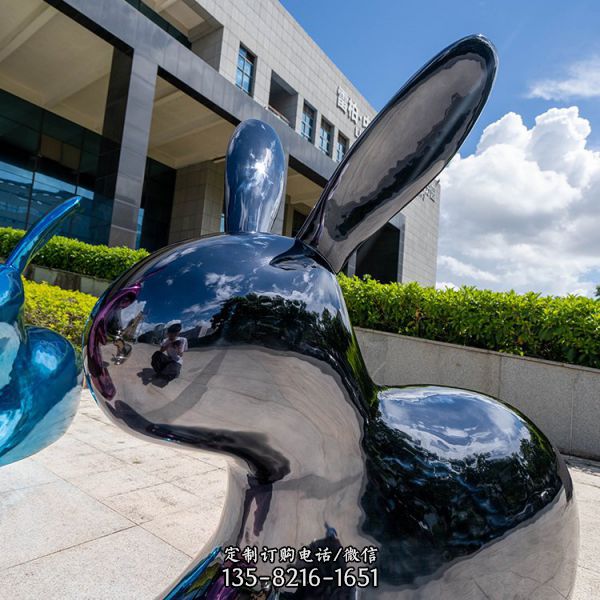 廣場商場公園景觀 不銹鋼兔子擺件景觀雕塑（3）