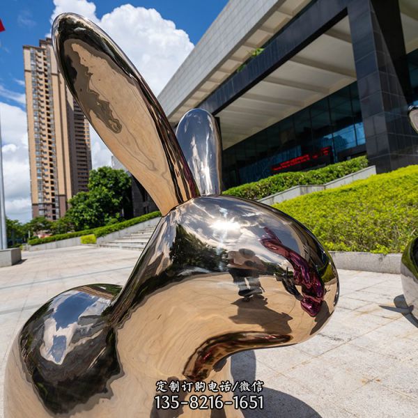 廣場商場公園景觀 不銹鋼兔子擺件景觀雕塑（4）