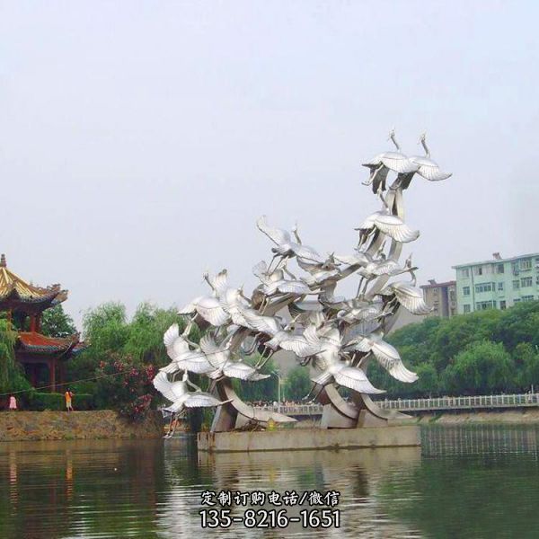 園林不銹鋼水景雕塑大型戶外景觀海浪浪花雕塑（4）