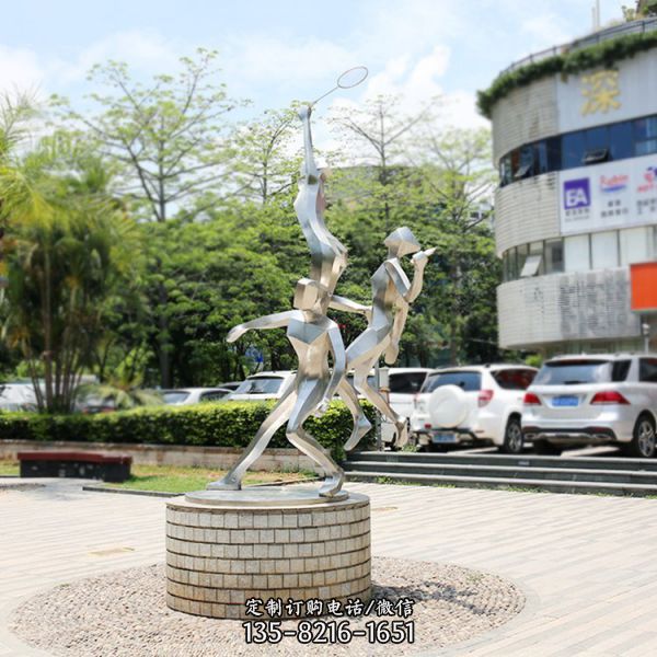 廣場(chǎng)戶外擺放不銹鋼抽象運(yùn)動(dòng)人物景觀標(biāo)識(shí)雕塑