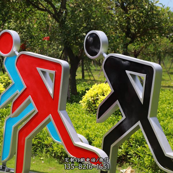 體育公園剪影跑步人物雕塑（3）