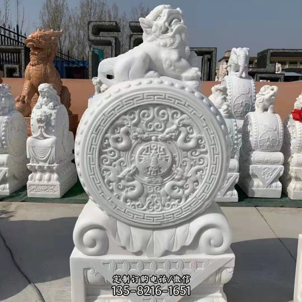 大理石石雕園林景觀擺件 抱鼓石