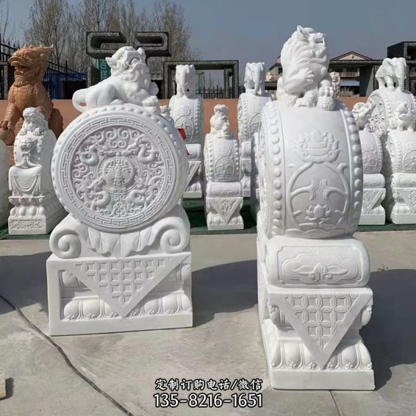 青石石雕園林景觀擺件庭院墓地門口大型抱鼓