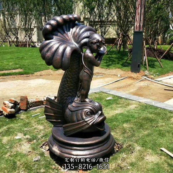 小區園林擺放鍛銅抽象動物人物雕塑（5）