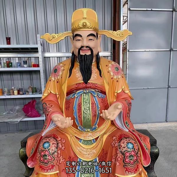 寺院道院供奉玻璃鋼貼金佛像雕塑（3）