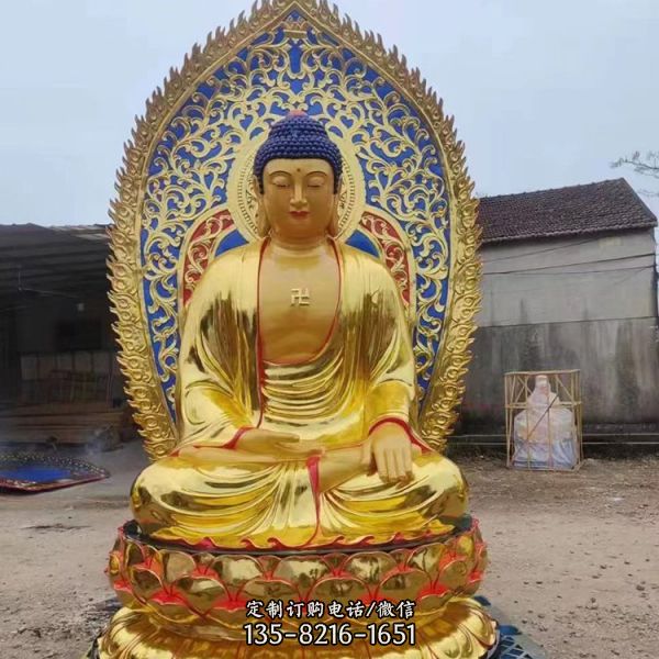 寺院道院供奉玻璃鋼貼金佛像雕塑（5）