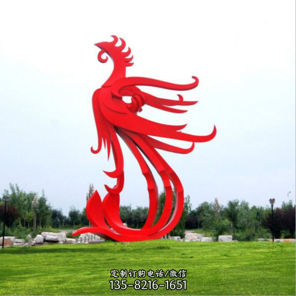 大型廣場(chǎng)抽象鳳凰不銹鋼雕塑（4）
