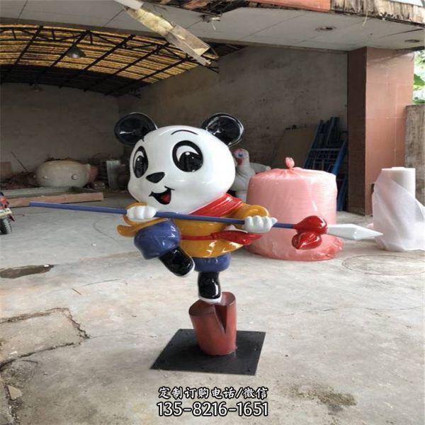 商場美陳擺件玻璃鋼卡通熊貓雕塑