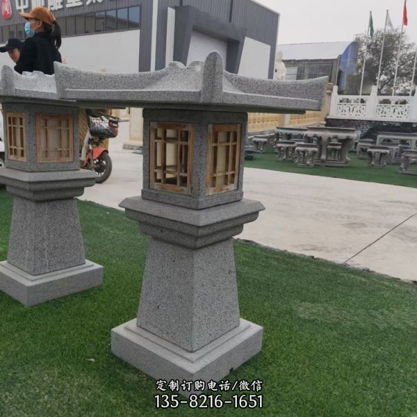 大理石雙層燈塔 寺廟石佛塔 照明石燈雕塑（2）