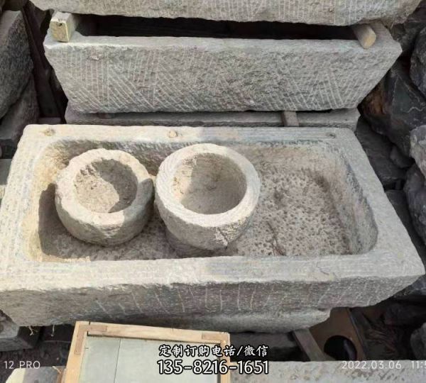 仿古做舊大理石石雕老石槽雕塑