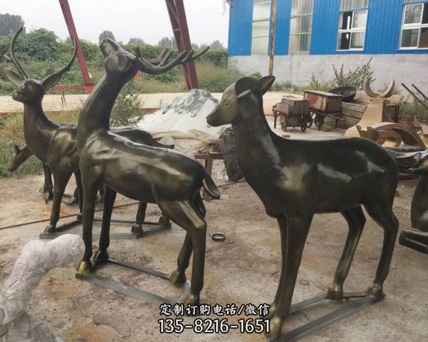 玻璃鋼仿銅戶外園林景觀大型動物梅花鹿