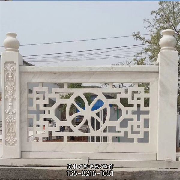 景區(qū)河道裝飾芝麻白浮雕鏤空石欄桿雕塑（1）