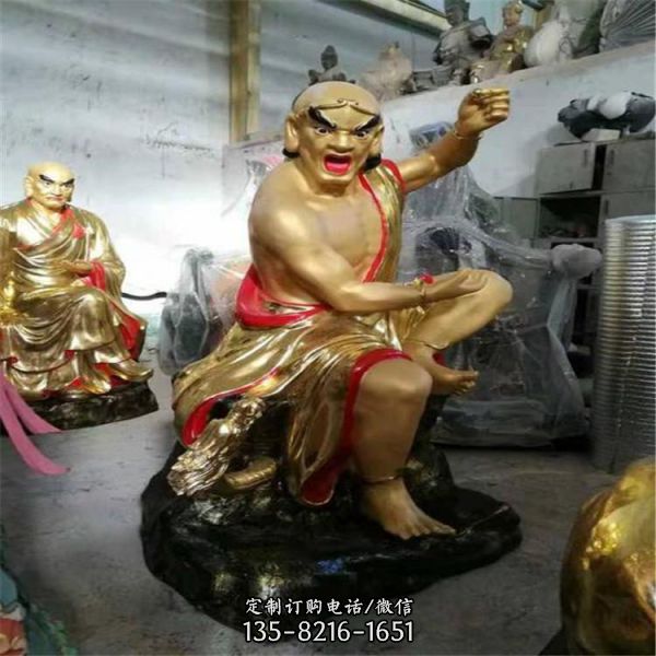 玻璃鋼宗教寺廟漆金十八羅漢雕塑（1）