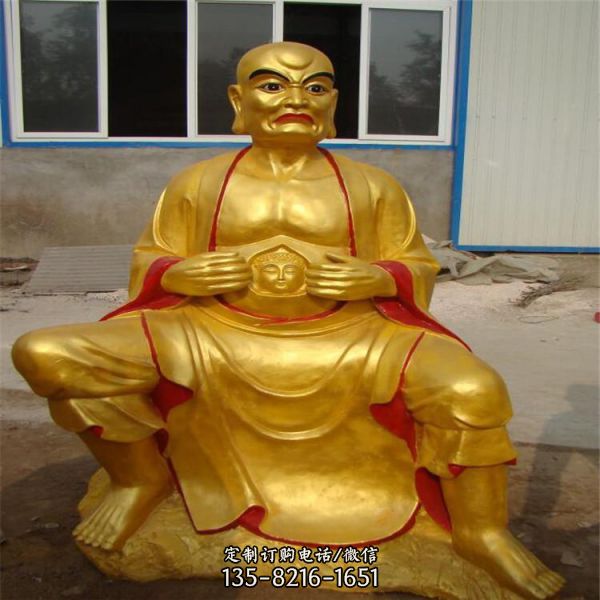 玻璃鋼宗教寺廟漆金十八羅漢雕塑（5）