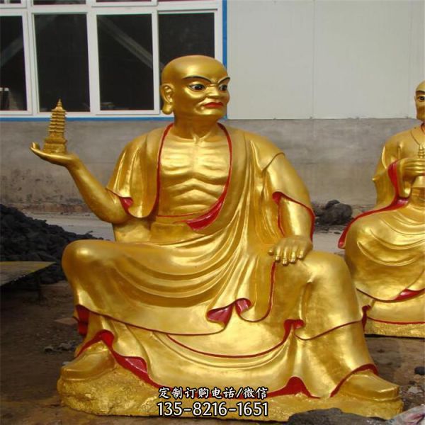 玻璃鋼宗教寺廟漆金十八羅漢雕塑（4）