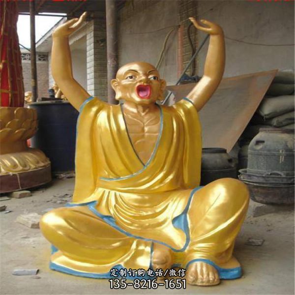 玻璃鋼宗教寺廟漆金十八羅漢雕塑（3）
