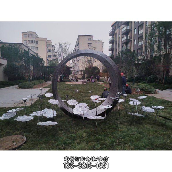 公園小區裝飾不銹鋼雕塑荷花景觀雕塑（3）