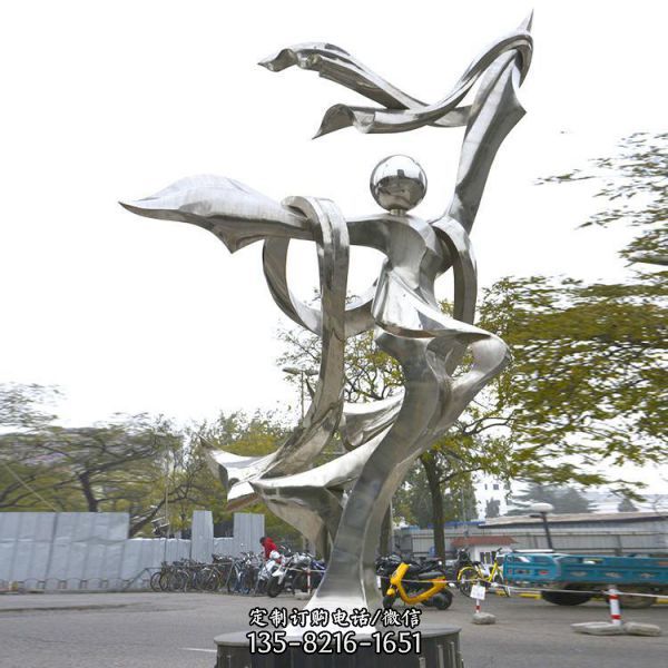 園區(qū)廣場(chǎng)抽象舞者不銹鋼人物雕塑擺件（1）