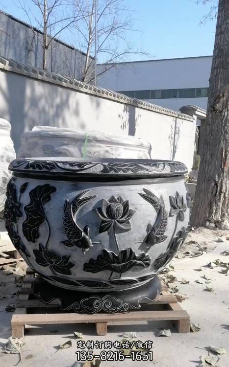 仿古青石石雕魚缸花盆荷花水缸（1）