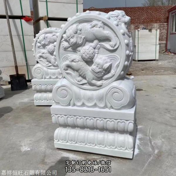 酒店門口仿古漢白玉雕刻門鼓石墩（2）