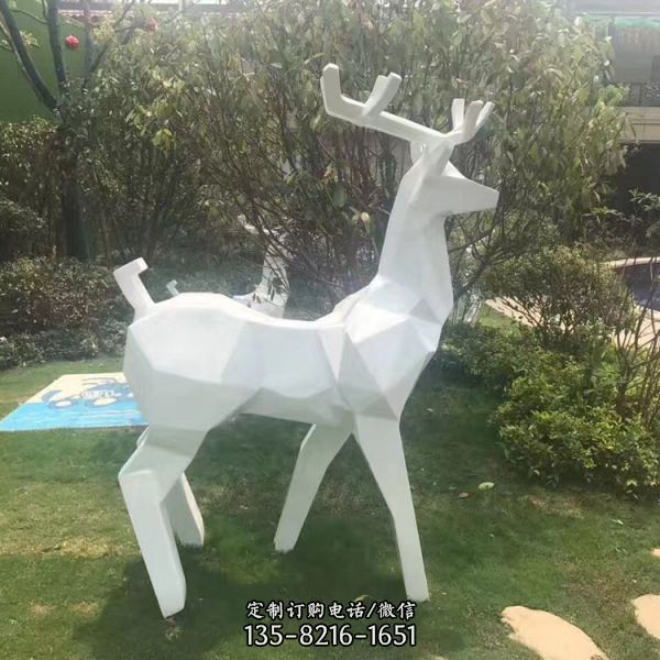 不銹鋼幾何鹿雕塑售樓處藝術景觀動物落地擺件（4）