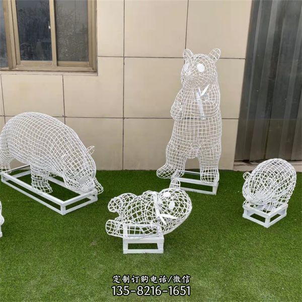 不銹鋼動物鏤空北極熊雕塑（4）