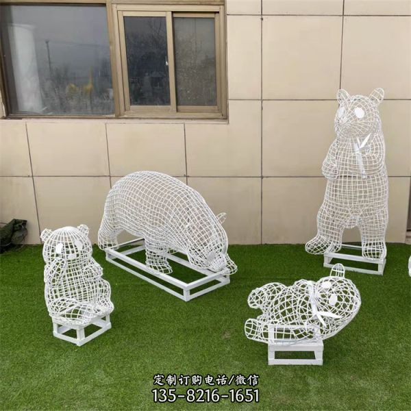 不銹鋼動物鏤空北極熊雕塑（3）