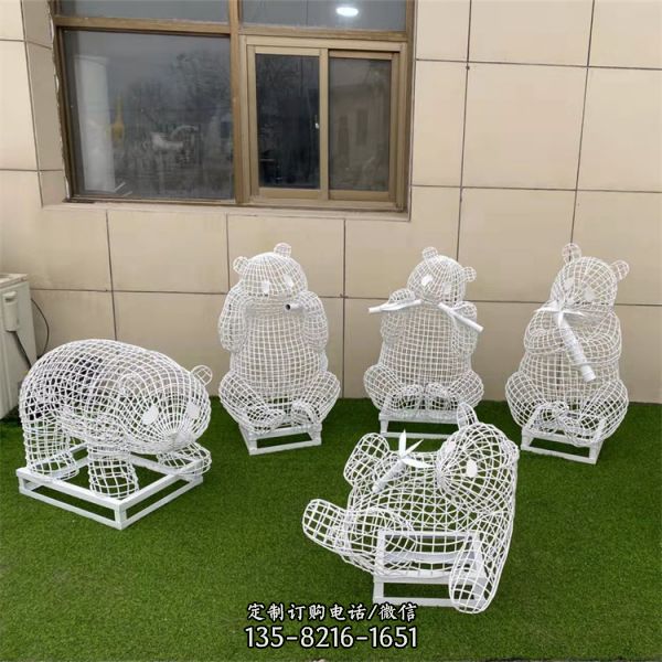 不銹鋼動物鏤空北極熊雕塑（5）