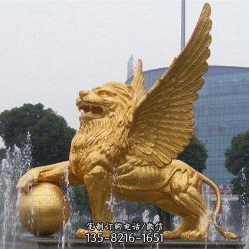 景區(qū)故宮戶外大型玻璃鋼仿銅噴金獅子雕塑（3）