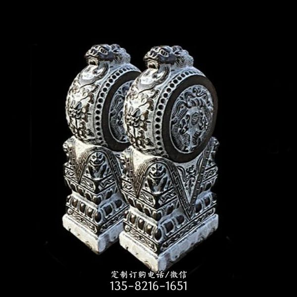 仿古一對家用庭院門口鎮宅擺件抱鼓石雕塑（3）