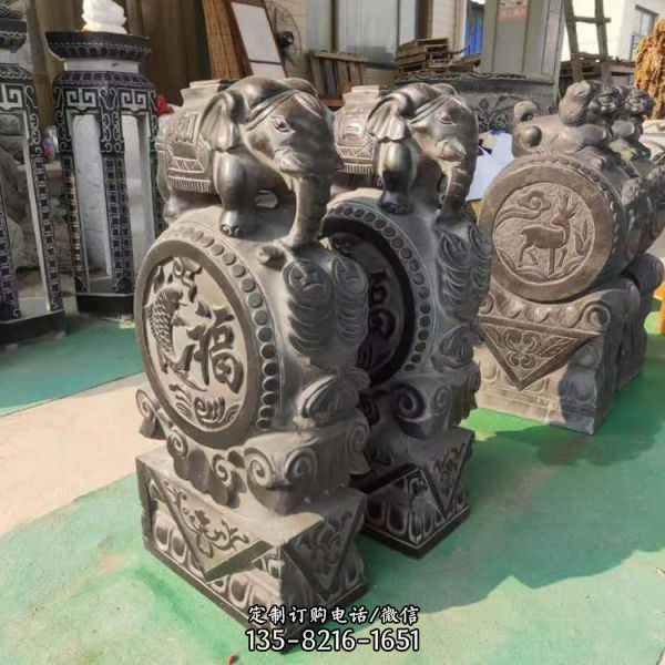 仿古一對家用庭院門口鎮宅擺件抱鼓石雕塑（5）