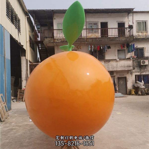廣場(chǎng)公園玻璃鋼橘子造型戶外園林仿真水果雕塑（3）