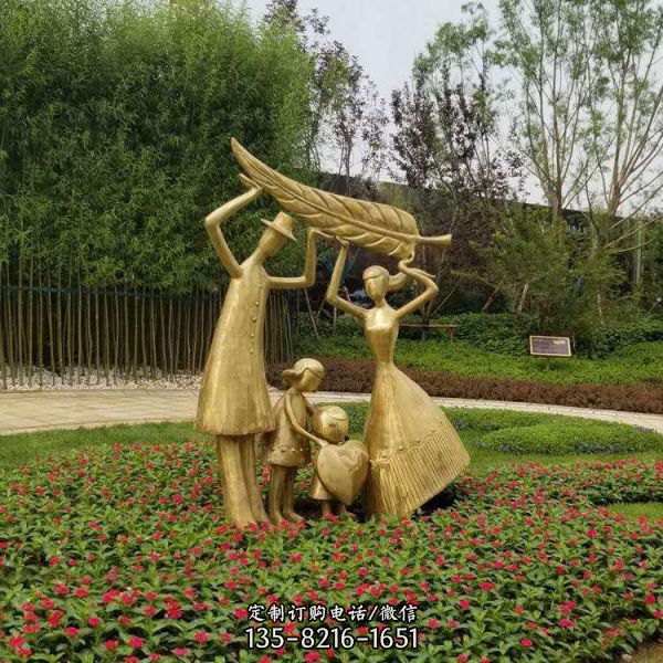 公園草坪親子人物銅雕擺件（3）
