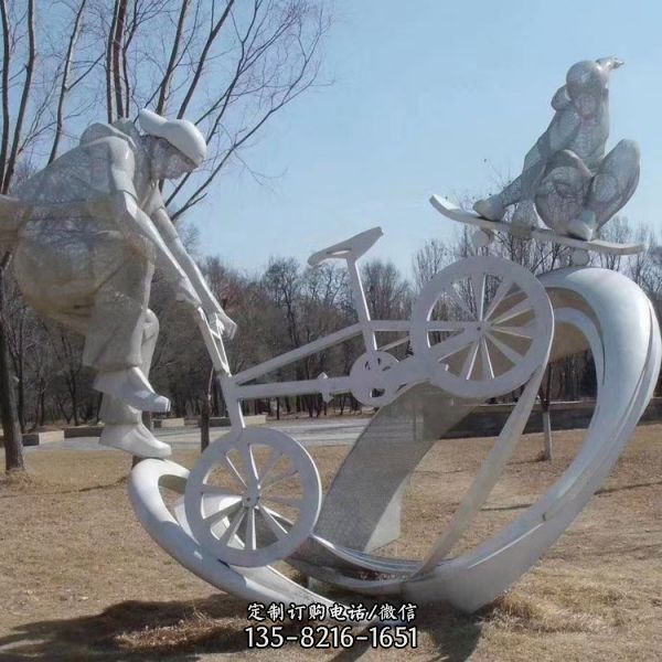 金屬不銹鋼剪影騎自行車（2）