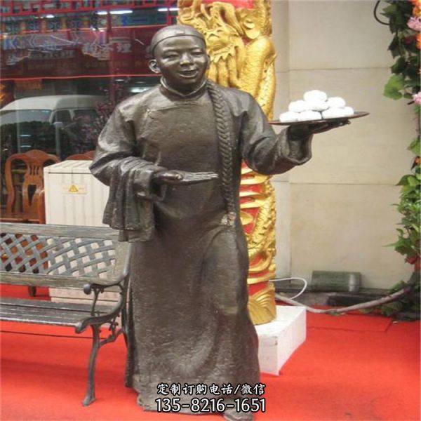 街頭藝術(shù)玻璃鋼仿銅民俗小品人物雕塑（6）