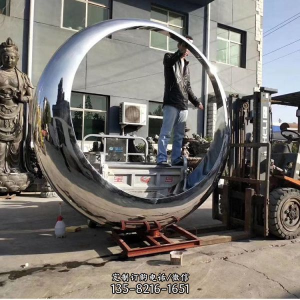 不銹鋼圓形304鋼拉絲拋光戶外景觀雕塑（1）